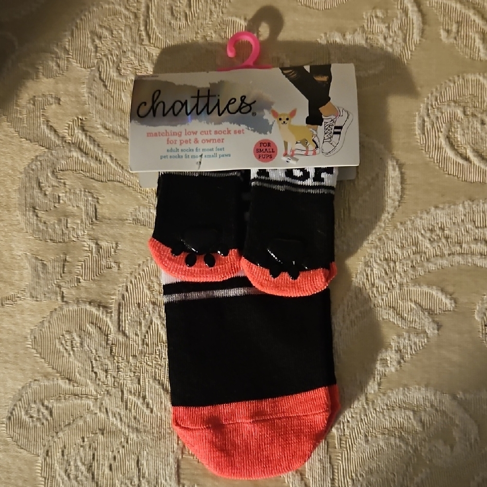 Chatties Black and Pink Matching Socks for Pet and Owner